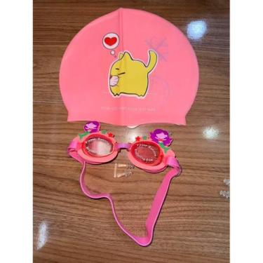 Imagem de Kit Infantil De Natação Com Touca e Óculos Para Criança Menino ou Meni