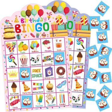 Imagem de Jogo de bingo Fancy Land Birthday para 24 jogadores com cartas e ficha
