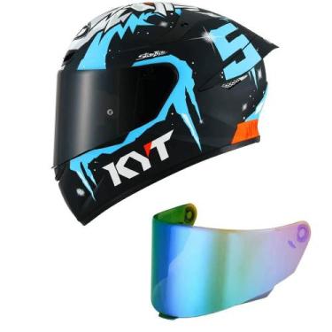 Imagem de Capacete KYT TT Course Masia Winter Test Preto e Azul Brilhante Mais V