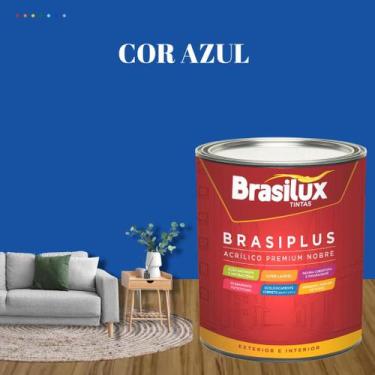 Imagem de Tinta Semi Brilho Cor Azul Petróleo 800ml Brasiplus Acrílica Lavável. 