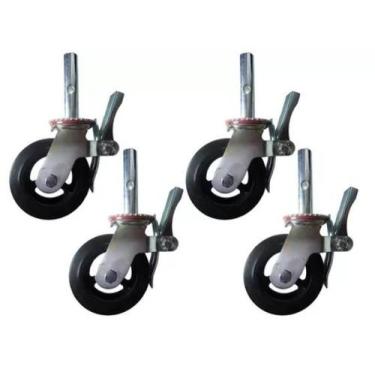 Imagem de Rodizio Para Andaime emborrachado 6x2 Giratório 325kg C/ Freio Duplo -