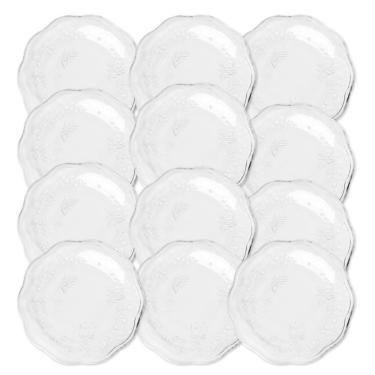 Imagem de Jogo 12 Prato De Sobremesa Vidro New Butterfly Borboletas Flores 20cm Lyor