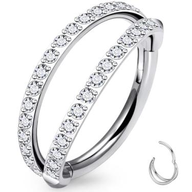 Imagem de Uzgtvy 20G 18G 16G Anéis de nariz de titânio argolas G23 anéis de nariz articulados septo clicker helix daith torre cartilagem tragus brincos segmento anel lábio piercing joias para mulheres homens 8