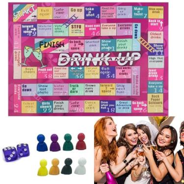 Imagem de Auotick Drinking Board Games Rubber Mat Funny Party Interactive Drinking Games for Game Night, Birthday, Family Play or Any Occasion for Adults - Age 21+, 2-8 Players (B-Style)