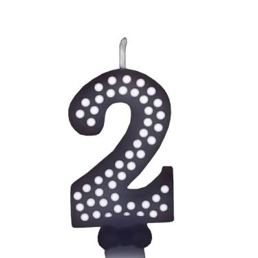 Imagem de Vela De Aniversário Poá Preto - N2