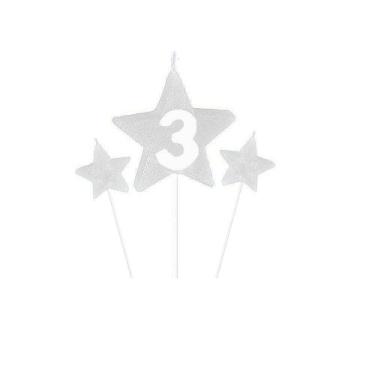 Imagem de Vela De Aniversário New Star Branca - Número 3