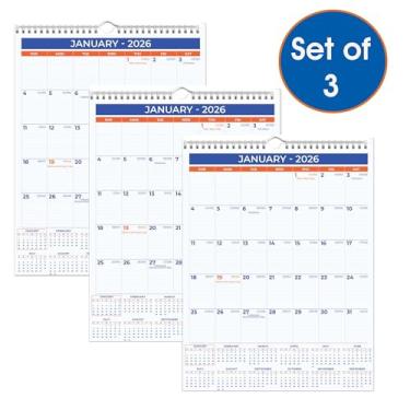 Imagem de Calendário de parede 2026 - janeiro de 2026 - dezembro de 2026, calendário suspenso de 12 meses, agenda 2026, tamanho A4 21,6 cm x 28 cm, encadernação em espiral, feriados, datas julianas, blocos