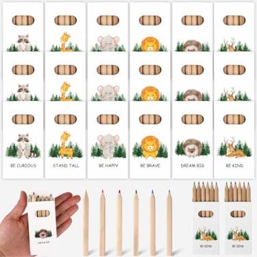 Imagem de Youdaju Conjunto de mini lápis de desenho a granel, 48 pacotes/288 peças, mini lápis de cor de 9 cm em caixas kraft, presentes motivacionais inspiradores para funcionários, colegas, professores,