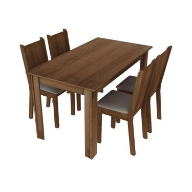 Imagem de Conjunto Sala Jantar Rosie Rustic Pérola 4 Cadeiras Madesa