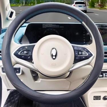 Imagem de Capa de volante de couro de microfibra universal antiderrapante para carro de 36,8 a 38 cm (preto)