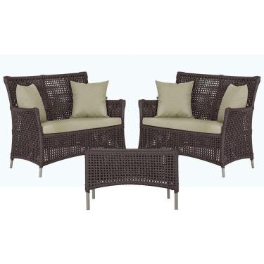 Imagem de 2 Sofás E Mesa Igapó Alumínio Fendi Corda Náutica E7 Trama Marrom