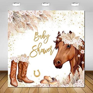 Imagem de Avezano Pano de fundo boho para chá de bebê, rosa, capim-dos-pampas, vaqueira, chá de bebê, decoração de festa para meninas (2,4 x 2,4 m)
