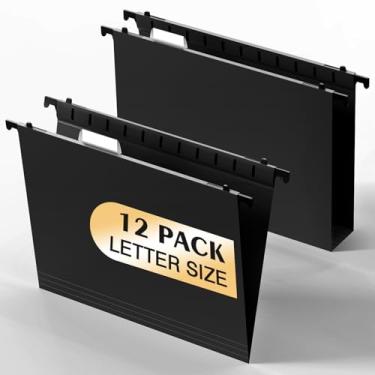 Imagem de Pastas de arquivo suspensas de plástico, tamanho carta, pastas suspensas reforçadas, pastas de arquivo padrão para armário de arquivo, pastas suspensas de plástico, abas de corte 1/5, projetadas para