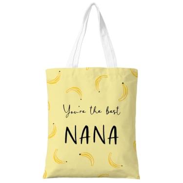 Imagem de ZYQFN You're the Best Nana Banana, divertido dia das mães/dia dos avós/presente de aniversário, linda bolsa de lona amarela com estampa de banana, comprador reutilizável de mercearia para vovó. (075