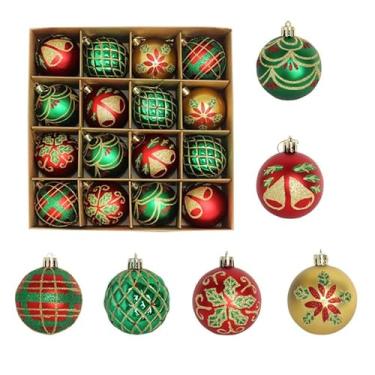 Imagem de Decorazioni dell'albero di Natale, 16 PZ Set di ornamenti Della sfera di Natale, Degli ornamenti di Natale Balls Shatterproof Hanging Ornaments Kit (Estilo - 9)