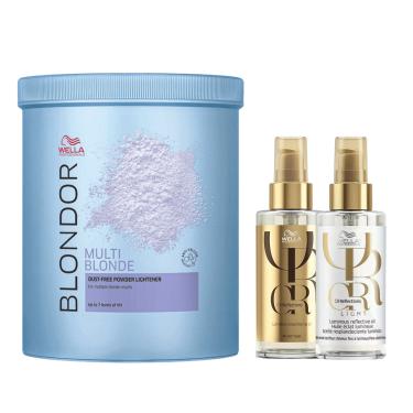 Imagem de Kit Pó Descolorante Blondor 800g e 2 Óleos Oil Reflections