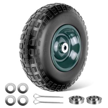 Imagem de Taifa 1 peça 13 polegadas 4,00-6 com rolamentos de 5/20.3 cm e 3/10.2 cm, pneus e rodas de substituição, sem ar para carrinho de mão/vagão/carrinho de mão/trolete/scooter de jardim, etc.