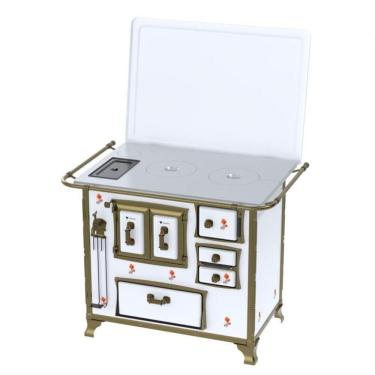 Imagem de Fogao a Lenha N 2 Renaissance Chapa de Aluminio Branco Flor Cald