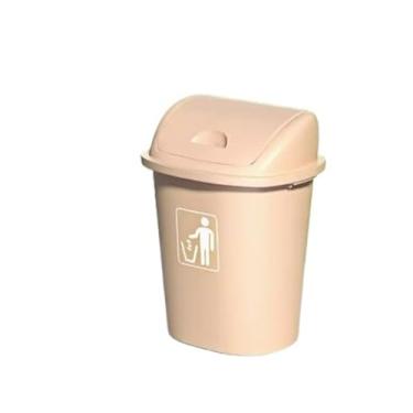 Imagem de Lixeira Lixeira de escritório com tampa agitadora, tamanho grande, grande capacidade, área externa, comercial, cozinha, sala de aula, lata de lixo especial com tampa Lixeira(Pink with lid,40L)