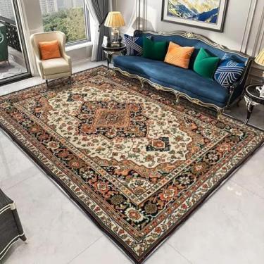 Imagem de Tapete retrô para sala de estar, decoração luxuosa e leve, para quarto e cabeceira, tapetes grandes (200x250 cm, 78,7x98 pol./Sem fiapos - 6)