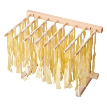 Imagem de Escorredor de macarrão – Suporte de espaguete dobrável com 8 barras para massas frescas caseiras – escorredor de madeira para espaguete, linguine, fettucine ou pappardelle – Acessórios de cozinha da