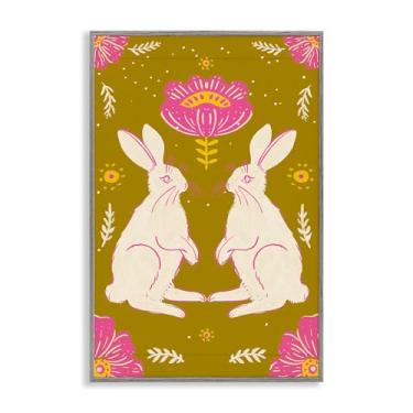 Imagem de Stupell Industries Arte giclée emoldurada cinza espelhado Spring Bunnies, design de Hannah Moren, 40,6 x 61,8 cm