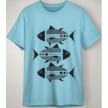 Imagem de Camiseta Unissex Peixe Amazonia Pintura Rupestre Indígena - Lobo Sete,