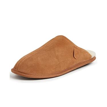 Imagem de Fireside by Dearfoams Pantufa masculina Warwick Shearling Scuff, Castanho, 10