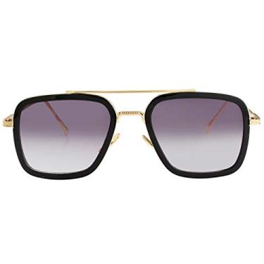 Imagem de Tony Stark Óculos de sol masculinos femininos aranha masculino Edith óculos armação clássica armação de metal, Black Gold Frame Double Grey Lens, Medium