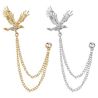 Imagem de Huture 2 pacotes de broche de águia masculino lapela crachá correntes penduradas colarinho broches broche para terno de carreira smoking de camisas gravata chapéu cachecol para namorado pai
