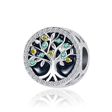 Imagem de QeenseKc Berloque Circle of Life Family Forever Tree of Life para pulseira Pandora, Strass Cristal Strass, Cristal sintético