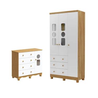 Imagem de Quarto Bebe Moveis Peroba Guarda Roupa e comoda Dorabelly TD