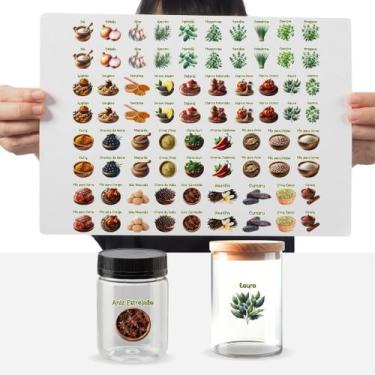 Imagem de Cartela Adesivos Temperos Mix Ervas Especiarias DTF UV - Graviarte