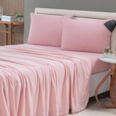 Imagem de Jogo de Cama Queen Malha 100% Algodão com Elástico 04 Peças - Malucasi