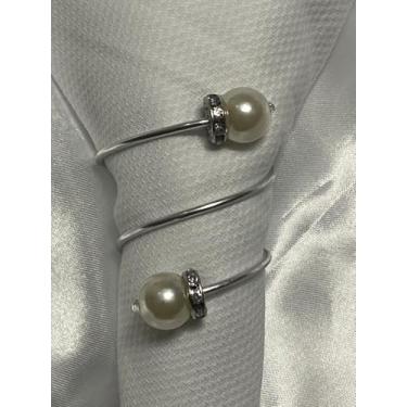 Imagem de Kit 6 Aneis Mesa Posta Argola Porta Guardanapo Prendedor Anel com Uma ou Duas Voltas Anel de Guardanapo (PRATA RONDELE STRASS, UNICO)