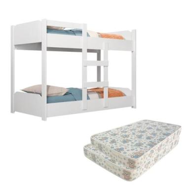 Imagem de Kit Mini Beliche Infantil Com Grade de Proteção 2 Colchões Impermeávei