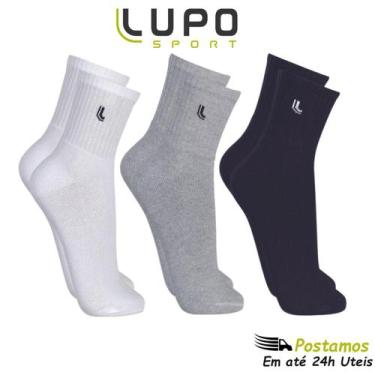 Imagem de Kit 3 Pares Meias Cano Médio Lupo Esportivas Academia, Sortida, G (41-