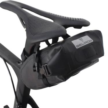 Imagem de BUDAOWEN Bolsa para assento de bicicleta, bolsa impermeável para selim de bicicleta, bolsa sob o assento para mountain road bikes e passageiros, preta, 2,5 L