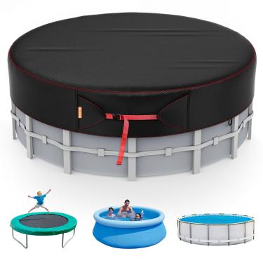 Imagem de HOLDCOVER Capa De Piscina Redonda 16 Pés, Capas Solares Para Piscinas Acima Do Solo, Protetor Tanque Água Com Acessórios, Banheira Hidromassagem Ideal À Prova D'Água E Poeira