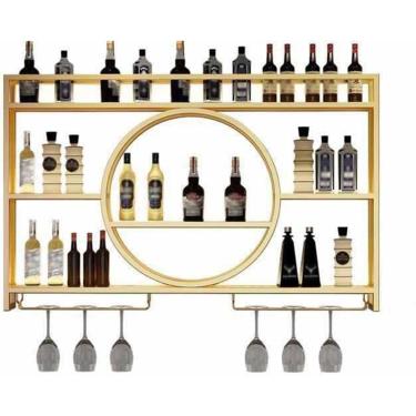 Imagem de Prateleiras Flutuantes De Prateleiras De Bar De Vinho, Montagem Na Parede, Suporte De Vinho De Bar De Metal Montado Na Paredesuporte De Exposição De Garrafas De Vinho E Ferro D, Black, 100cm