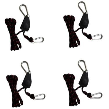 Imagem de Zynxtar 4 peças de tiras de amarração de corda ajustáveis 1/10.2 cm 2.4 m Catraca Tie Down Straps Sistema de polia de bloqueio para ancoragem de barco e vários conjuntos