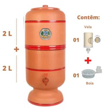 Imagem de Filtro de Barro para Água 2 Litros 1 Vela - Cerâmica Vitória