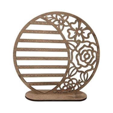 Imagem de predolo Organizador de porta-brincos com design vintage, 5 camadas, porta-joias decorativo de madeira, grande, redondo, presente para mulheres, para, Cor Madeira Escura