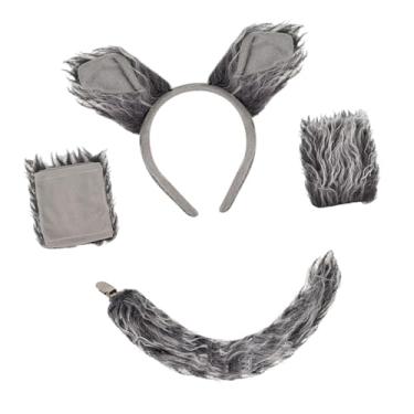 Imagem de APLVFFZH Conjunto de acessórios para fantasia de lobisomem, fantasia de cauda de lobo para crianças e mulheres