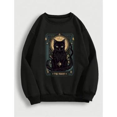 Imagem de Moletom Careca Gato Tarô (FRENTE) Gola Redonda Casaco Masculino Femini