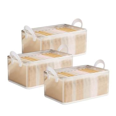 Imagem de Caixa Organizadora Transparente com Estrutura de Aço para Roupas - Conjuntos Dobráveis e Empilháveis com Tampa ou Sem Tampa (Kit 2, 3 ou 5) (Sem capa, 3 Peças)