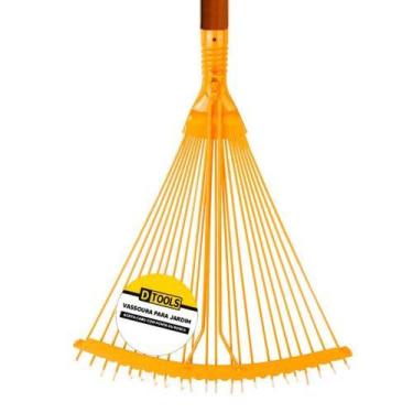 Imagem de Vassoura de Aço Regulável 22 Dentes para Jardim - Amarela - Dtools