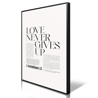 Imagem de YOZWNGU Arte de parede em tela Love Is Patient Love Is Kind, pôster de versículo bíblico cristão 1 Corinthians 13, impressão de arte de escritura religiosa, impressão bíblica de Jesus espiritual para