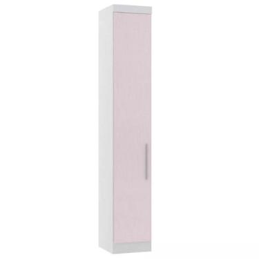 Imagem de Guarda-roupa Modulado 38cm 1 Porta Alpes Luciane, Branco/Rosa