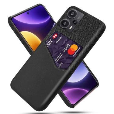 Imagem de Capa para Xiaomi Redmi Note 12 turbo,Tela e tampa de couro PU,Antideslizante,360°cobertura completa à prova de choque com 1 slot de cartão atrás,Prevenção de queda-Black
